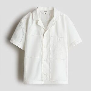 H&M x Georgia Beaumont Cream Embroidered Button Shirt size 3T